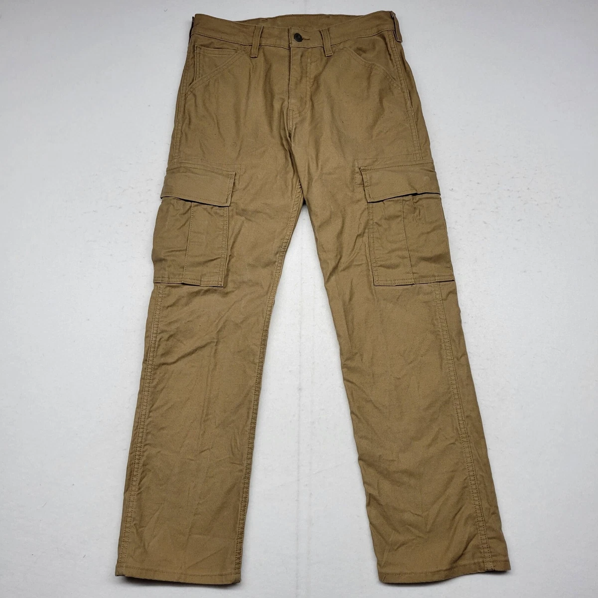 Levis 505 Workwear Pants Mens 30x30 Beige Khaki Cargo Straight Leg Pockets Work