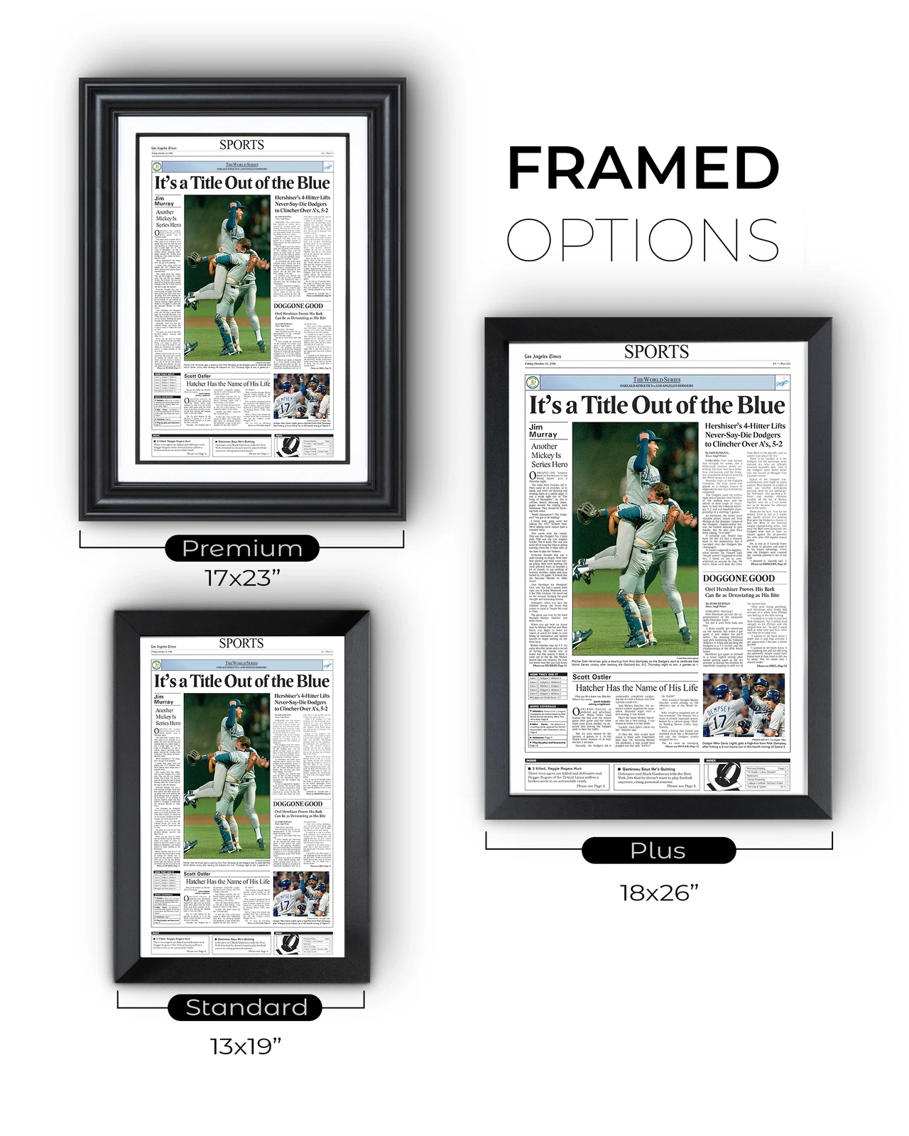 1988 Los Angeles Dodgers World Series Champions UnFramed Front Page Newspaper Prin