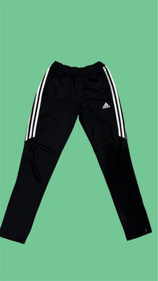 adidas Black/White 3-Stripes Track Pants L Polyester Tapered Pockets