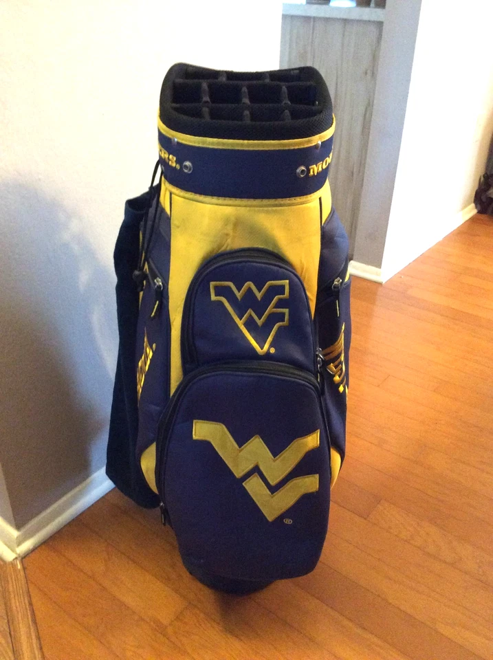 Bolsa de golf West Virginia Mountaineers azul totalmente bordada con dos toallas Foto 4 de 4