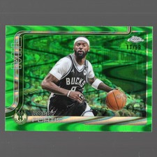 BOBBY PORTIS 2025-26 Topps Chrome #124 Green RayWave Refractor /99 BUCKS