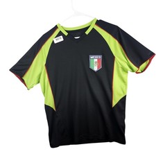 Mexico Soccer Jersey Mens Large Black Green Football Short Sleeve Crest Tee