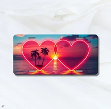 Artistic Heart Pair Style Custom Name License Plate Custom Made Gift