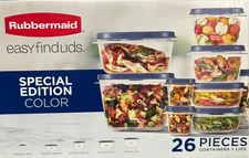 Rubbermaid Easy Find Lids Food Storage Containers with Vented Lids, 26 Piece Set