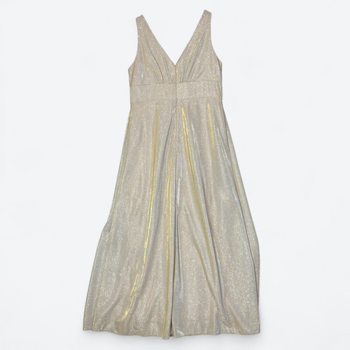 Oleg Cassini Metallic A-Line Tank Gown with Slit Skirt Women's 18W Wedding Prom - Picture 4 of 13