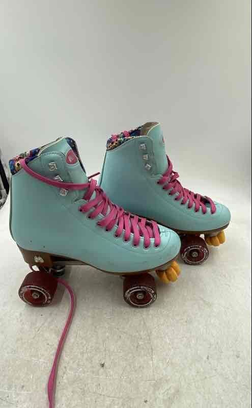 Moxi Womens Beach Bunny Blue Round Toe Wheels Lace-Up Roller