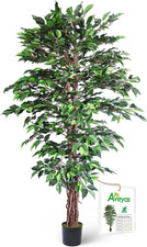 6Ft Faux Ficus Tree for Home Decor, Indoor/Outdoor Silk Plant