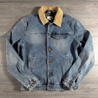 Only & Sons Mens Denim Trucker Jacket Blue Corduroy Collar Small 2018