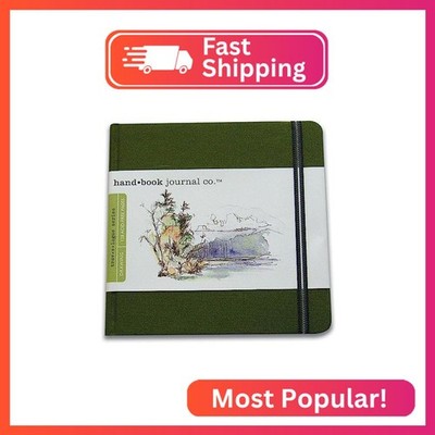 Travelogue Drawing Book, Square 5-1/2 x 5-1/2, Cadmium Green Artist Journal, 5.5