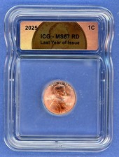 2025 P ICG MS67RD Lincoln Shield Cent 1c US Mint Coin 2025-P MS-67 RD Last Year