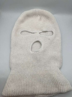 White Knitted 3 Hole Balaclava Ski Mask Full Face Cover yeat shiesty