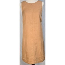 J Crew Linen Shift Dress Small Tan Classic Sleeveless Preppy Quiet Luxury