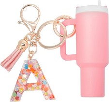 Pink A K M Initial Letter Bubble Bag Charm Keychain for Purse Handbag