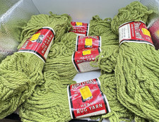 Lot Of 6 Vintage 70's Aunt Lydias Heavy Rug Yarn 635 Light Avocado Green 70 YDS