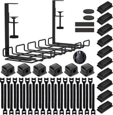 Under Desk Cable Management Tray No Drill Steel Cord Organizer Kit W/ 52Pcs