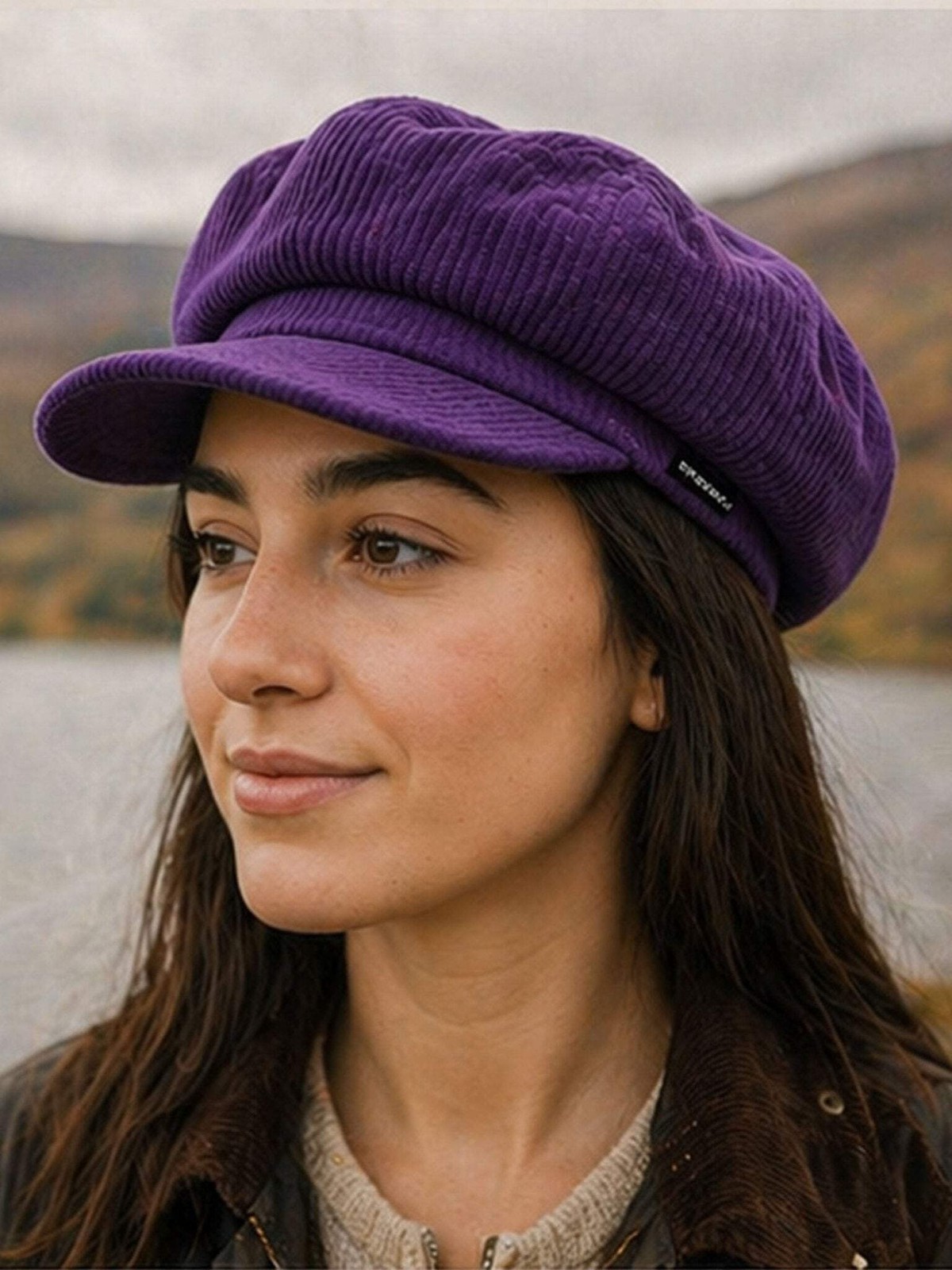Craggi Baker boy Hat Purple Cord Newsboy peaky Cap ladies headwear