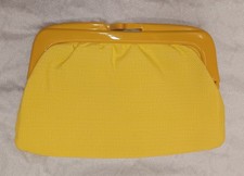 Vintage 1960s Italian Ladies Yellow Woven Clutch Purse, new