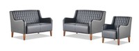 Sofas 2-Sitzer Sessel Schwarz Ledersofas Modern Leder Couch Lehnsessel