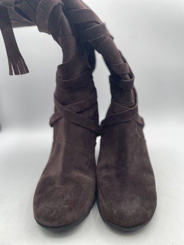 Sydney kniehohe Damenstiefel Größe 10M dunkelbraun Wildleder Keilabsatz seitlicher Reißverschluss - Bild 2 von 6