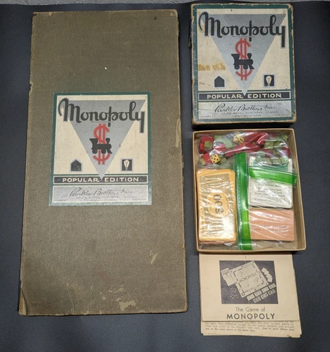 Vintage 1935 Monopoly Popular Edition Parker Bros No. 8 Board- Almost Complete