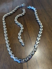 20in Stainless Steel Necklace And Bracelet From Zales.