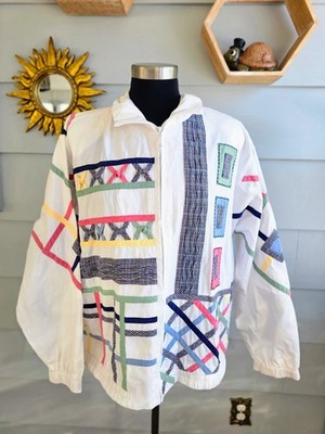 Vintage 90's Patchwork Jacket XL Grandma Core Quilt Style Spring Coat