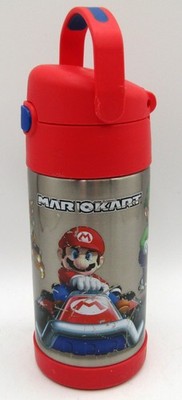 Mario Kart 12 oz Red Stainless Steel Thermos Vacuum Insulated Straw Water Bottle