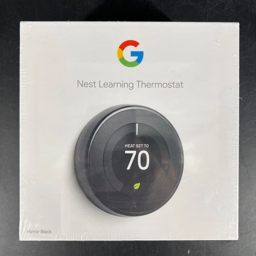Google Nest Learning Thermostat 3rd Generation Mirror Black A0013 Brand New Seal