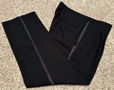 Men's Black Tuxedo Pants Poly Wool w/Satin Stripe Unbranded