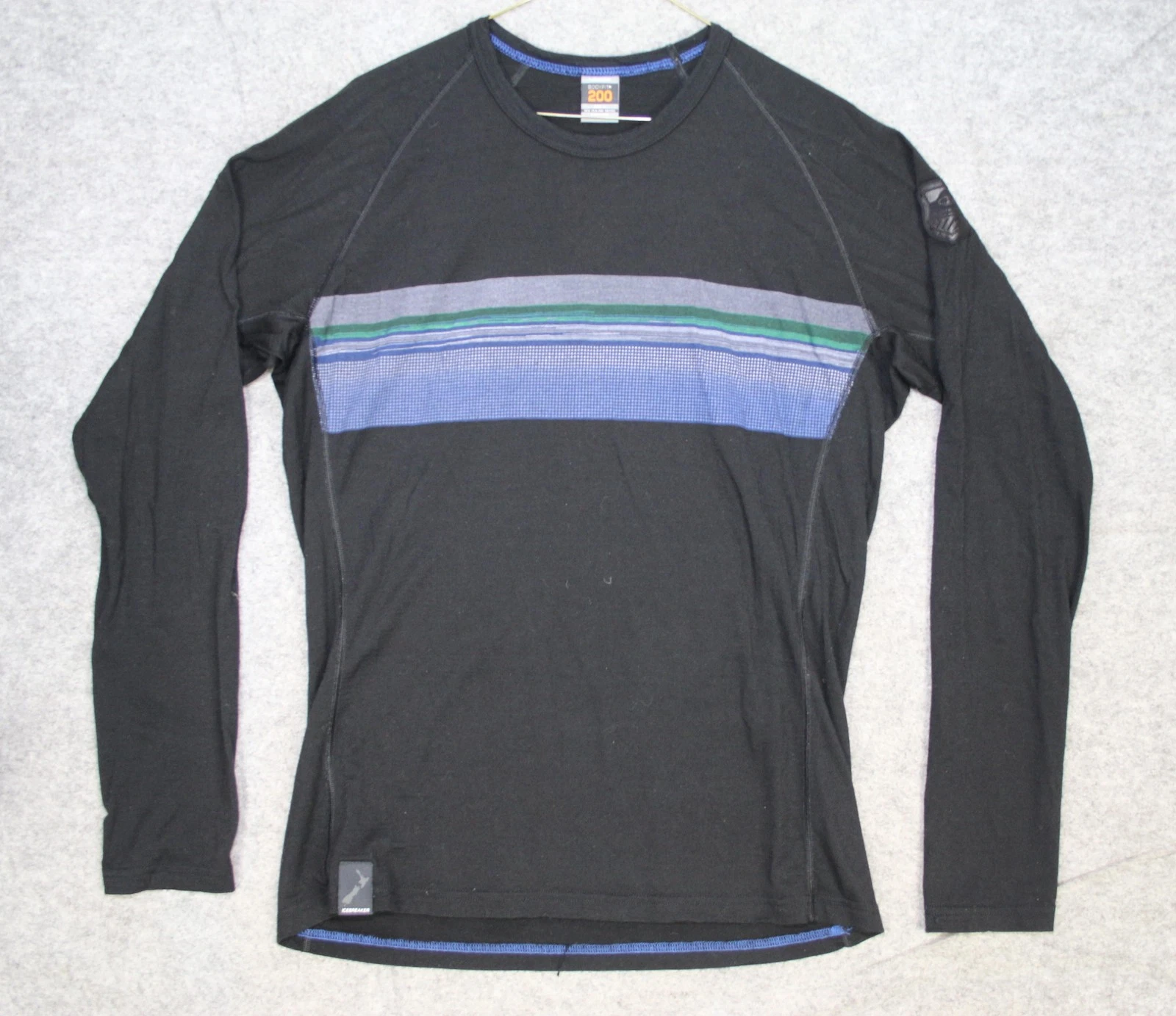 Icebreaker Shirt Mens XL Black Bodyfit 200 Merino New Zealand Wool Base Layer
