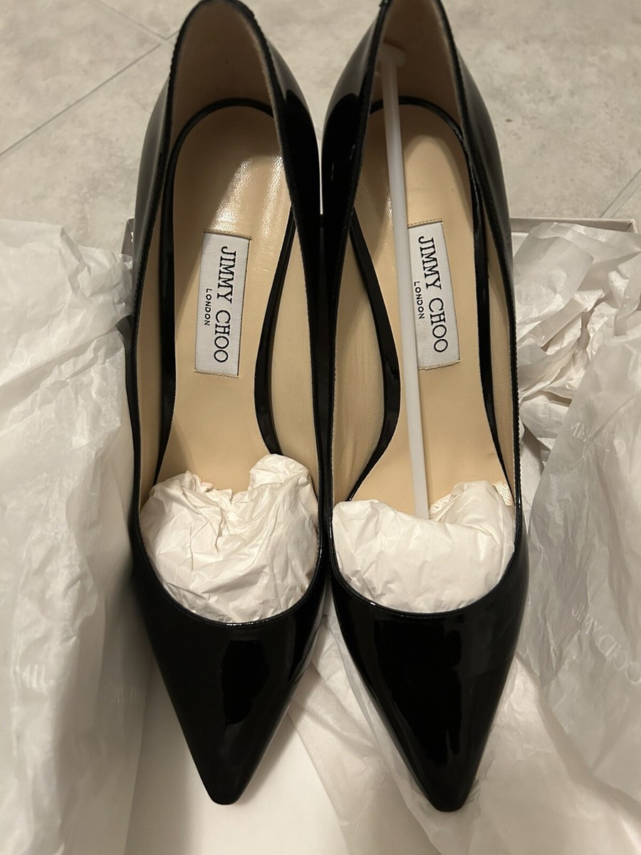 Jimmy Choo Romy 85 Pump Heels Black Patent Leather Pumps