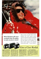 1940 KODAK Movie Camera woman skier in red parka snow winter Vintage Print Ad