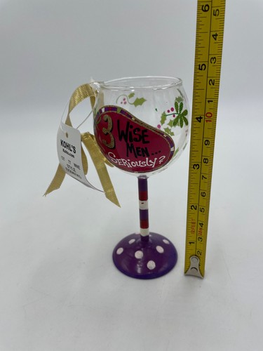 Ornament Hand Painted Mini Wine Glass Kohl's "3 Wise Men..Seriously?" Red Purple - Picture 5 of 5