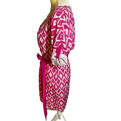 Shoshanna Animal Print Silk Dress Tie Waist Knee Length Size 6 - Picture 3 of 6