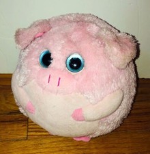 Juguete de peluche raro Ty Beanie Ballz Beans the Pig rosa ojos grandes bola 5" 13 cm