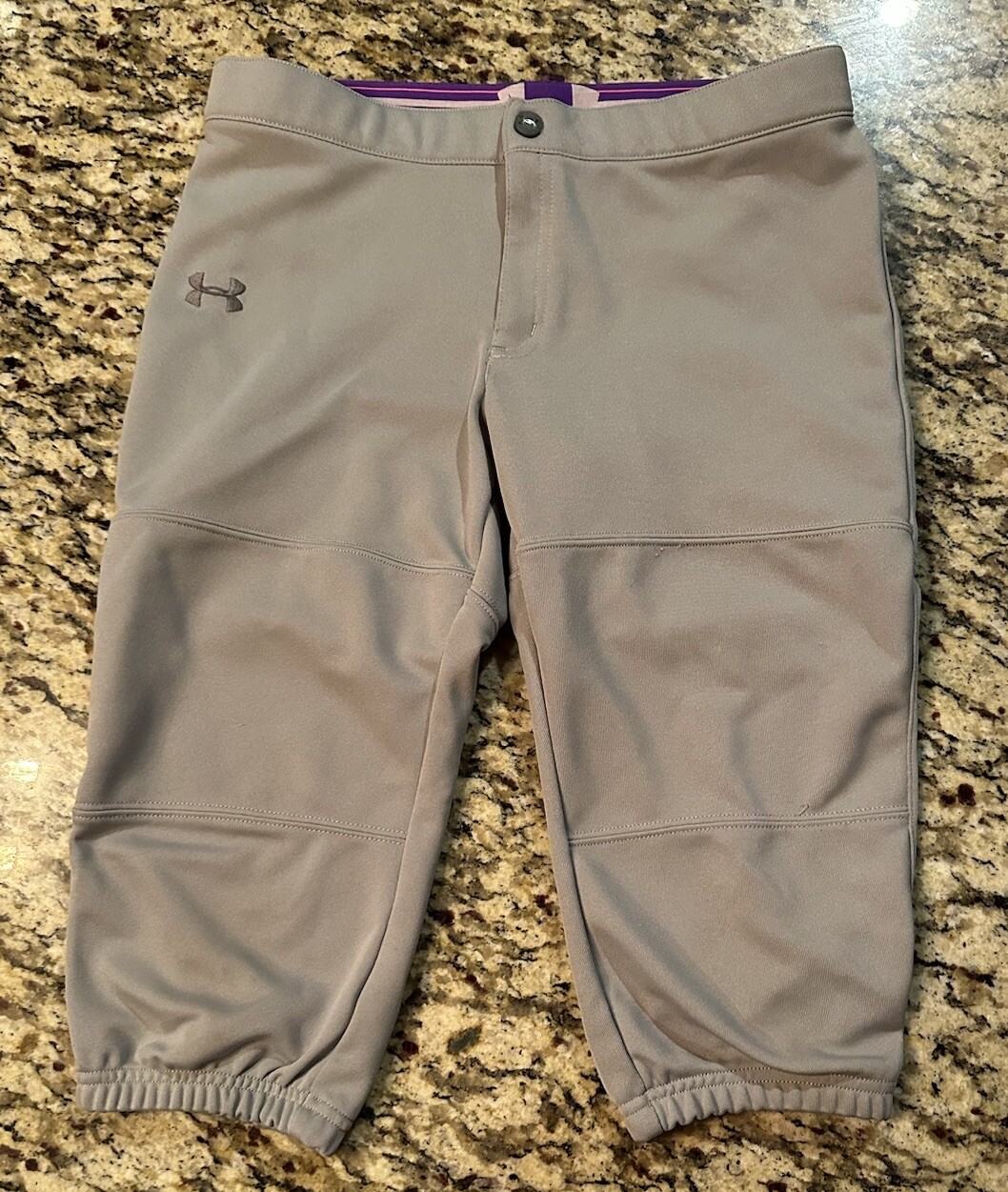 Under Armour Softball Pants Youth Large  Baseball Heat Gear Grey/Purple