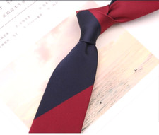 New Classic Striped Blue Red JACQUARD WOVEN 100 Silk Men's Necktie Tie