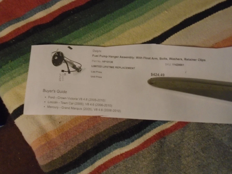 Conjunto de suspensión de bomba de combustible Delphi HP10136 para Ford Lincoln Mercury 2005-2010 Foto 3 de 3