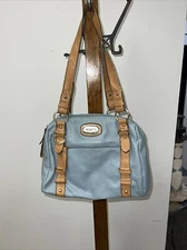 Rosetti Sholder Bag Women's Blue Leather Double Handle with Zipper Pockets