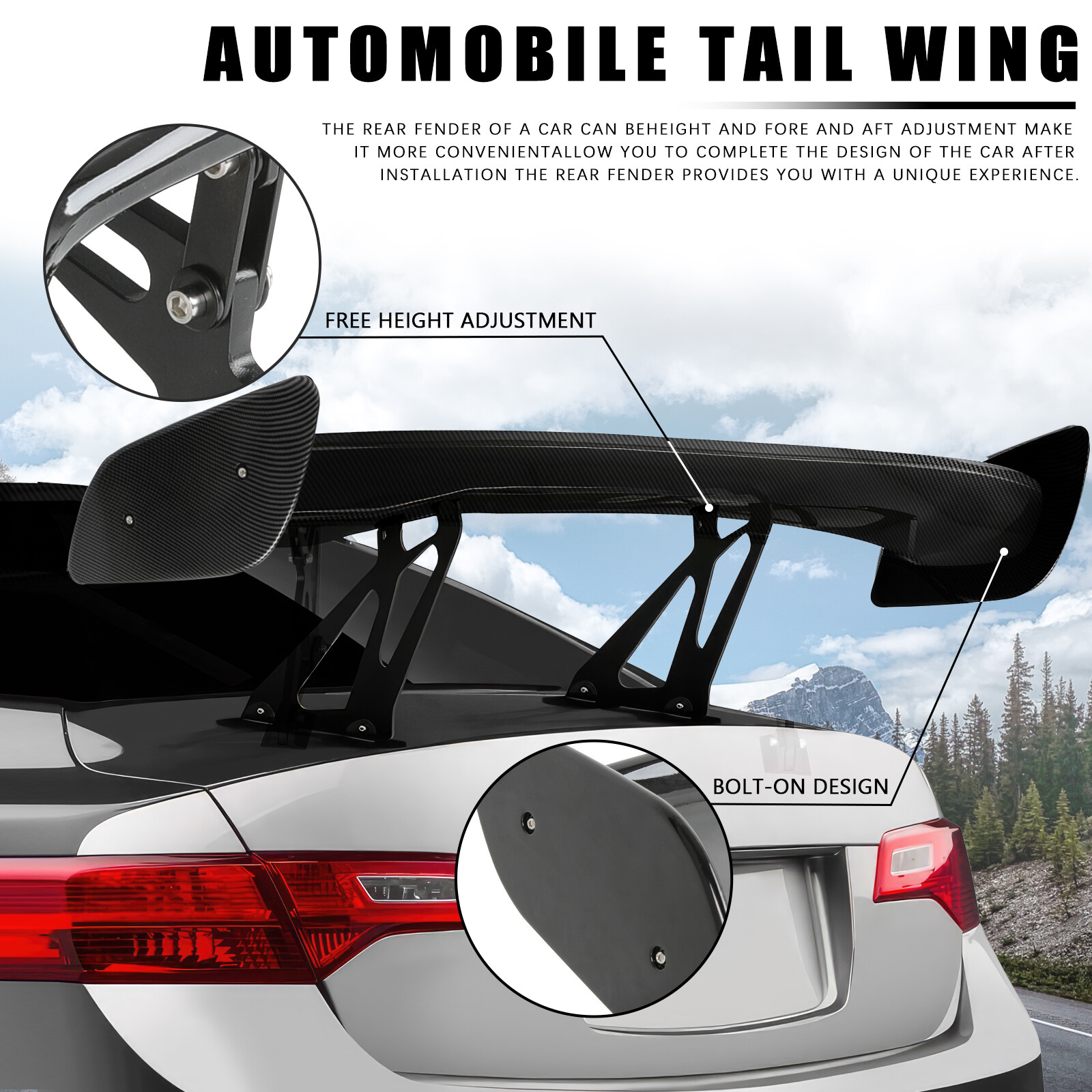 Carbon Fiber GT Style Racing 57'' Rear Trunk Spoiler Wing For Ferrari 360 Modena