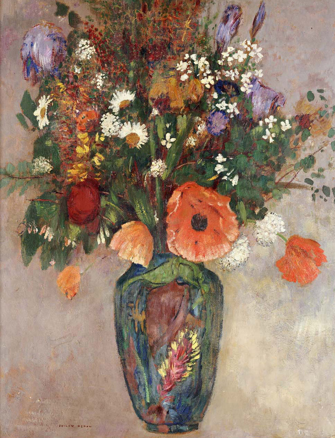 Odilon Redon Green Table Bouquet of Flowers Impressionist Symbolist Art