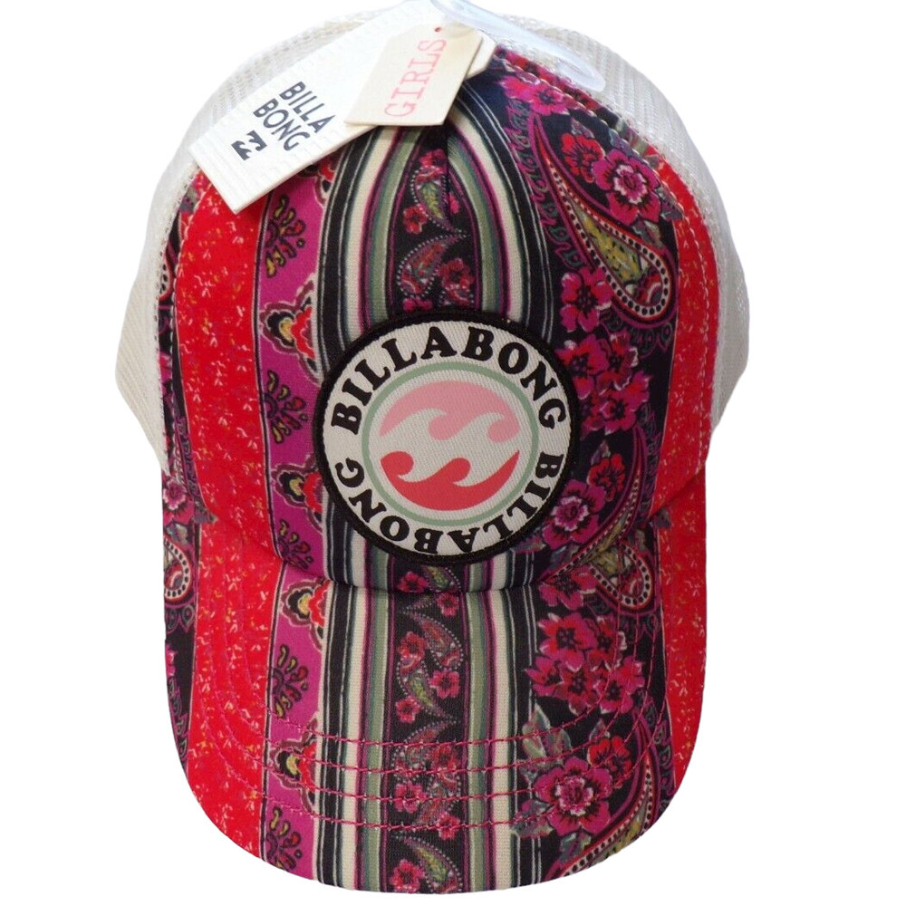 Billabong GIRLS Shenanigans Rebel Pink Floral Foam Trucker Hat Mesh Snapback Cap