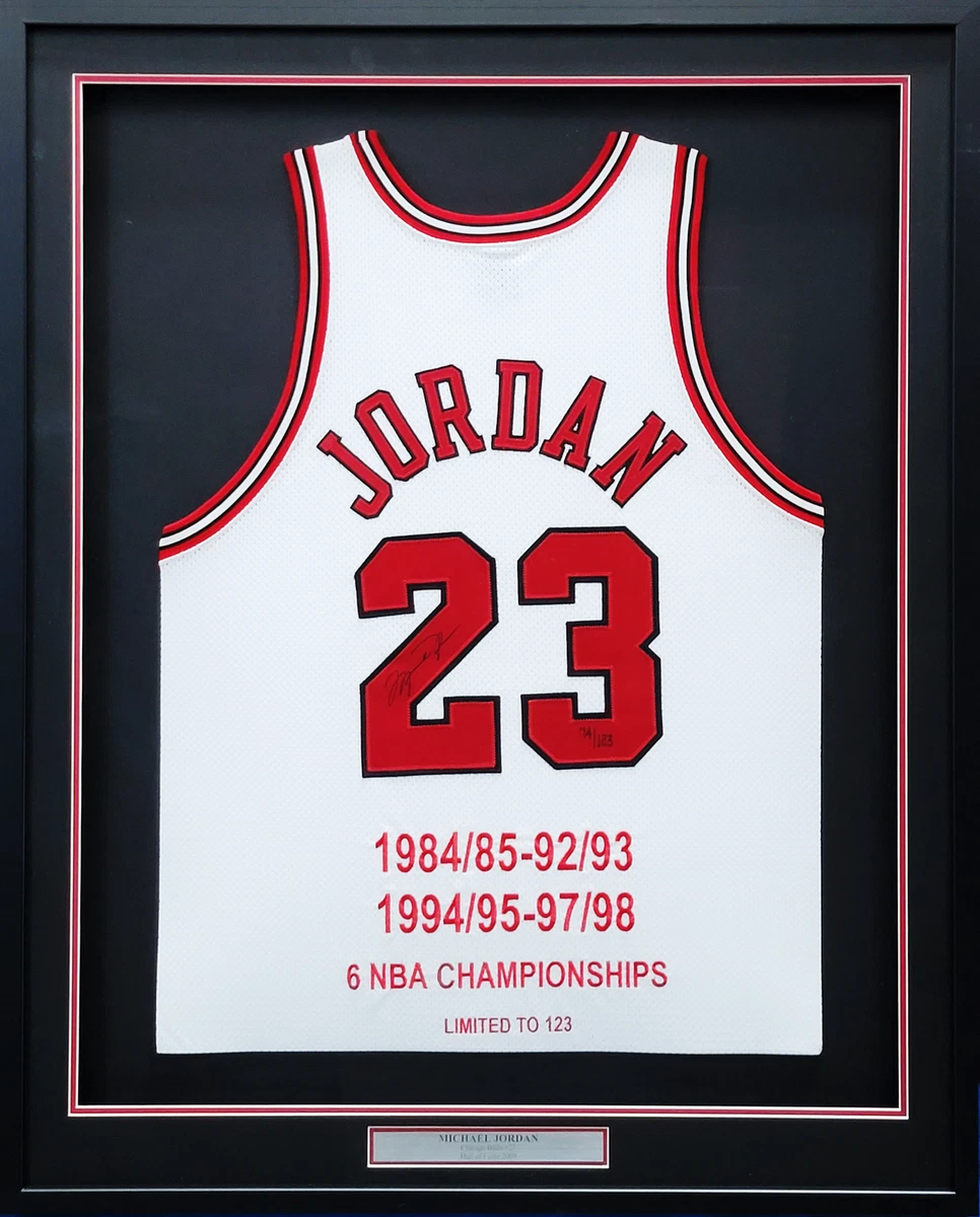 Michael Jordan Bulls 32x36 Custom Framed Jersey Display with 6