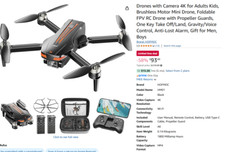 Drones with Camera 4K, Foldable with Propeller Guards, One Key Take Off/Land