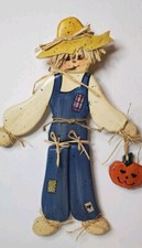 Autumn Greetings Solid Wood Wooden Scarecrow 12 " Fall Decor Thanksgiving