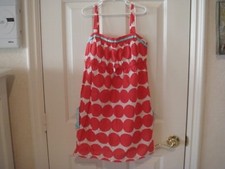 Mini Boden Circle Print Smock Sleeveless Spaghetti Strap Ribbon Trim Tunic Top