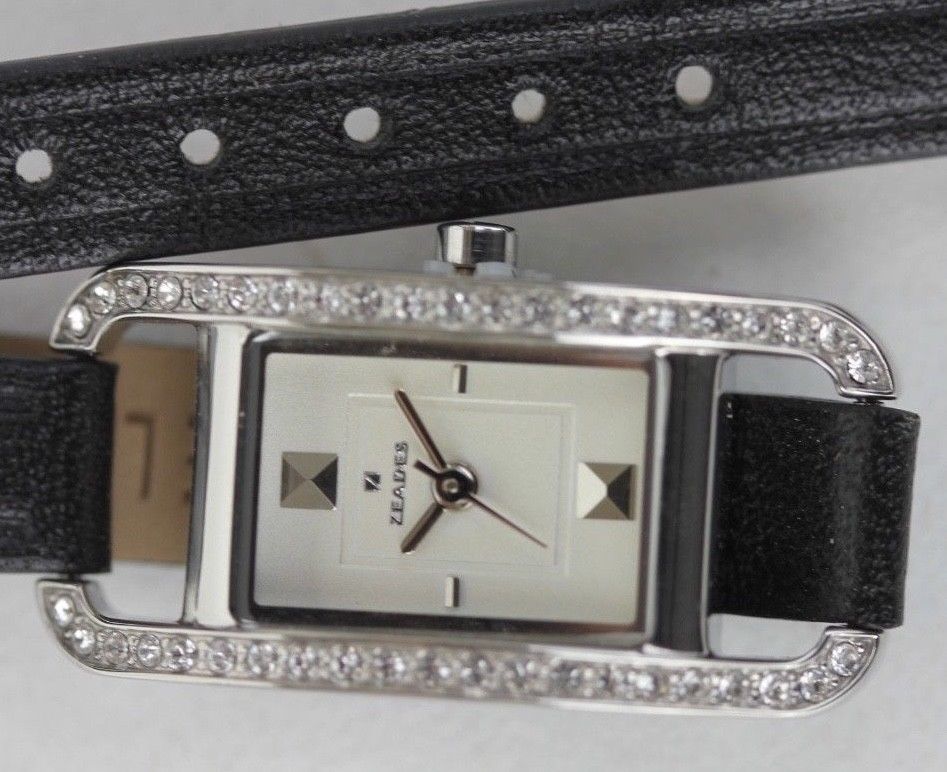 Montre Femme ZEADES Monaco - Boîtier Acier 3.5x3 Cm, Bracelet Cuir, Mouvement Quartz, Neuve