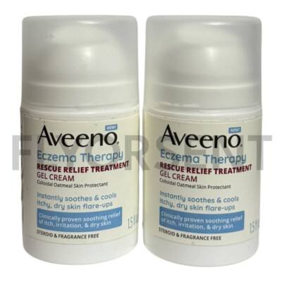 (PACK 2) Aveeno Eczema Therapy Rescue Relief Treatment Gel Cream -1.5 oz