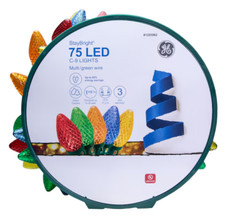 GE StayBright 37 ft 75 LED Diamond Cut C9 Multicolor Christmas Lights Green Wire