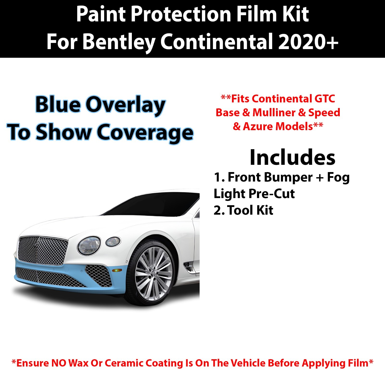 Pre Cut Paint Protection Film Clear Bra PPF Kit for Bentley Continental 2020+